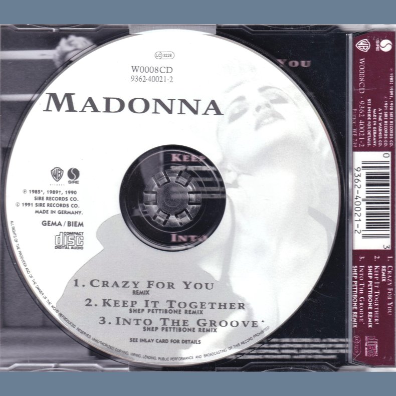 Crazy For You - 1991 - German - Sire/Warner Bros. label - 3 tracks Maxi Picture CD (Reissue)