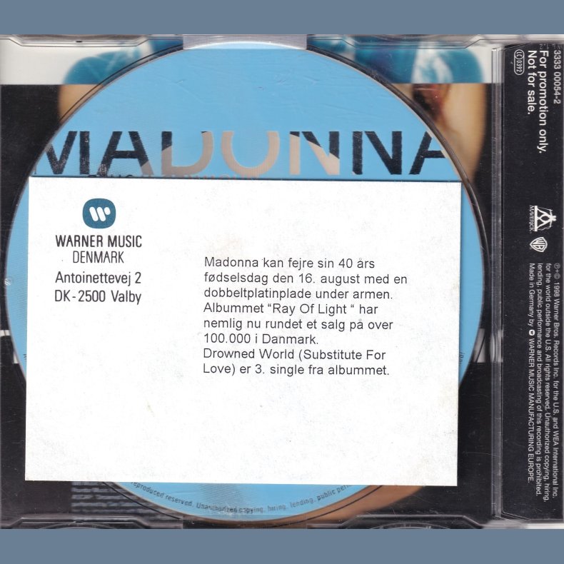 Drowned World/Substitute For Love - 1998 - German - Maverick/Warner Bros. label - 1 track Promo