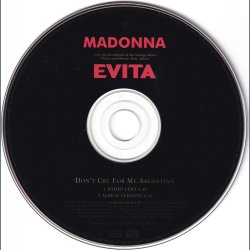 Don't Cry For Me Argentina - 1996 - German - Warner Bros. label  2 tracks CD single  Promo incl. 