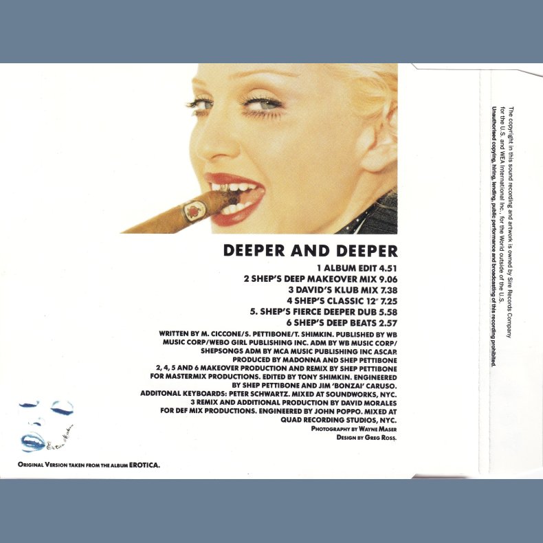 Deeper And Deeper - 1992 - German - Maverick/Warner Bros. label - 6 tracks Maxi CD