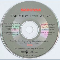 You Must Love Me - 1996 - German - Warner Bros. label � 1 track CD single � Promo 
