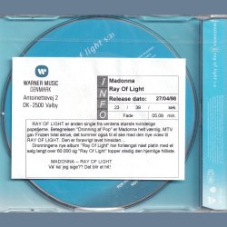 Ray Of Light - 1998 German Maverick/Warner Bros. label 1 track Promotional Issue CD - Sealed