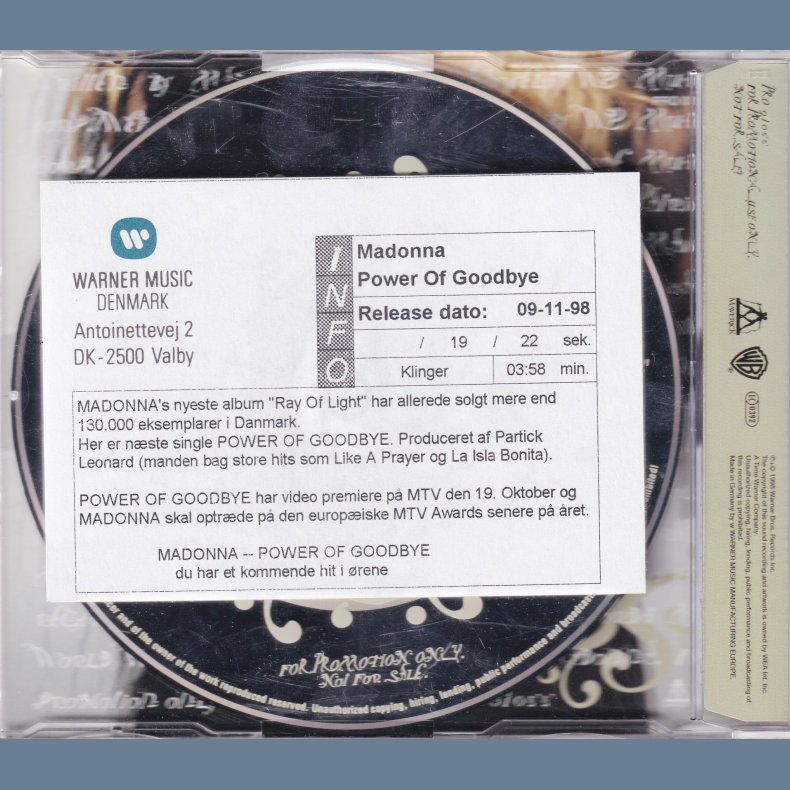 The Power Of Good-Bye - 1998 German Maverick/Warner Bros. label 1 track Promotional Issue CD