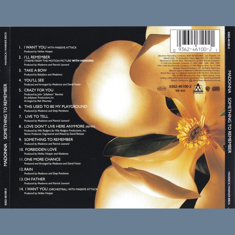 Something To Remember - 1995 German Maverick/Warner Bros. label 14-track CD Album - Floral Design