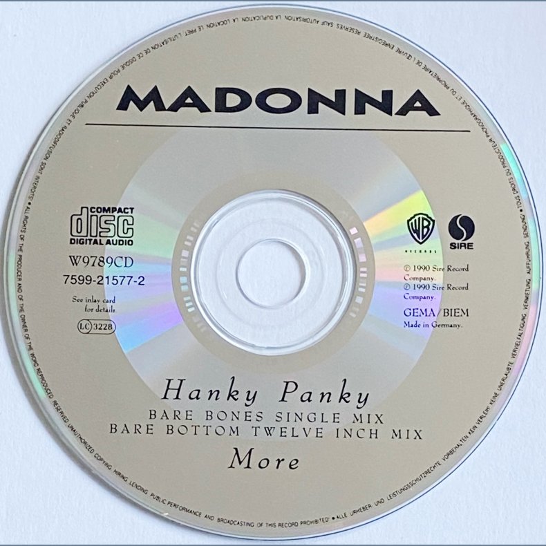 Hanky Panky - 1990 - German - Sire/Warner Bros. label - 3 tracks Maxi CD
