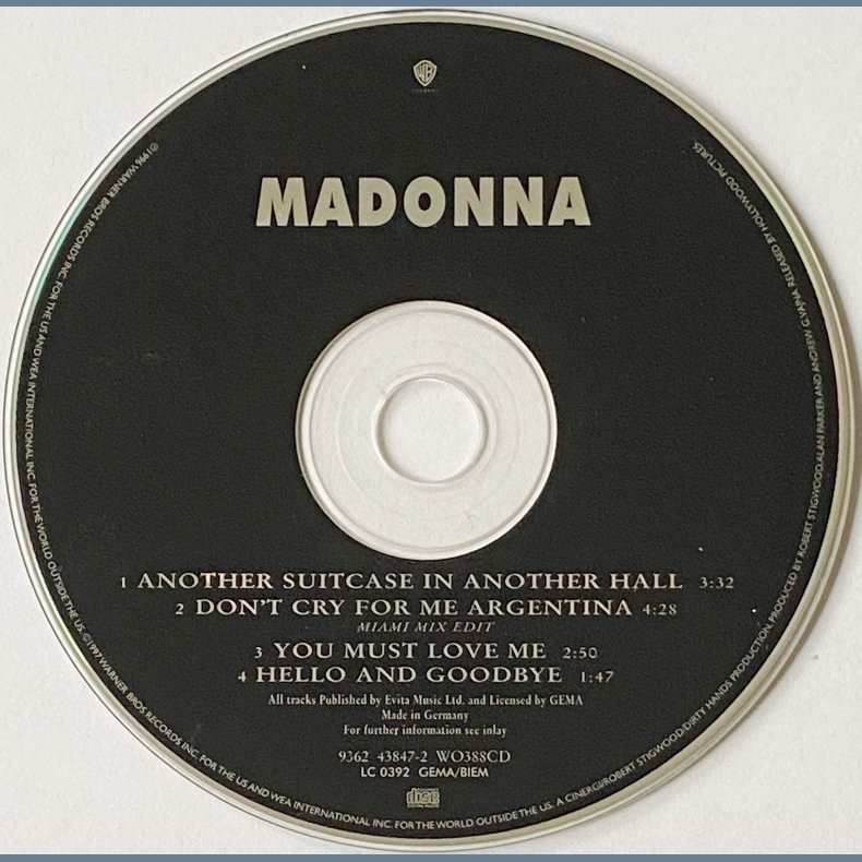 Another Suitcase In Another Hall - 1997 - German - Warner Bros. label  4 tracks CD incl. info stick