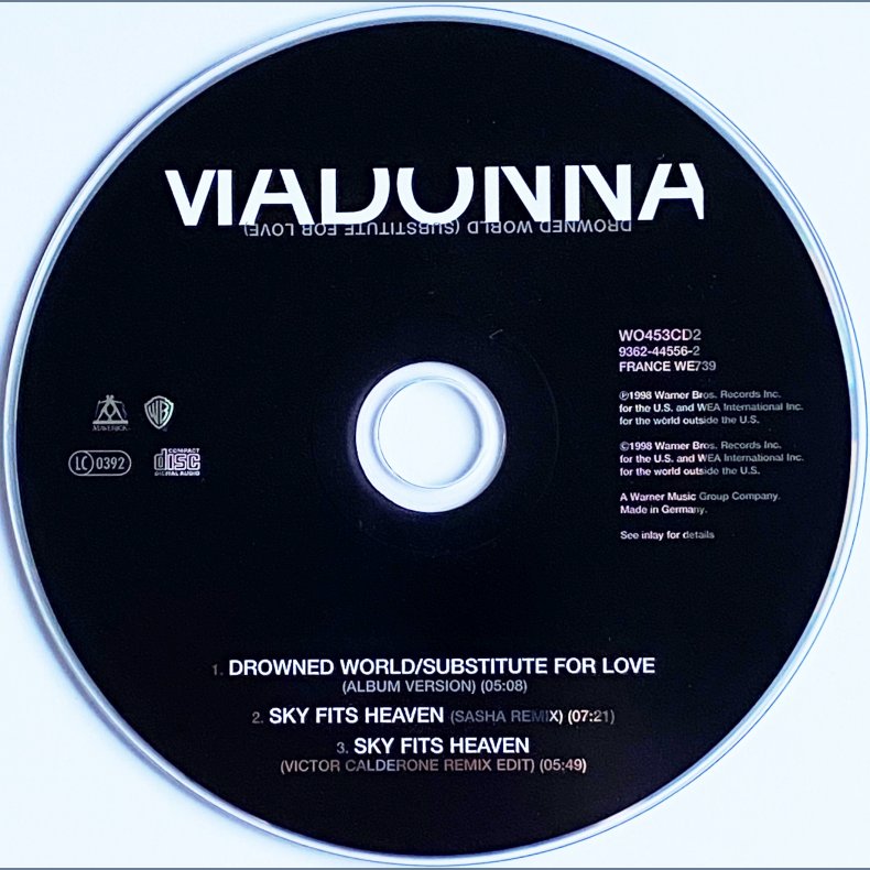 Drowned World/Substitute For Love - 1998 - German - Maverick/Warner Bros. label - 3 tracks Maxi CD 2