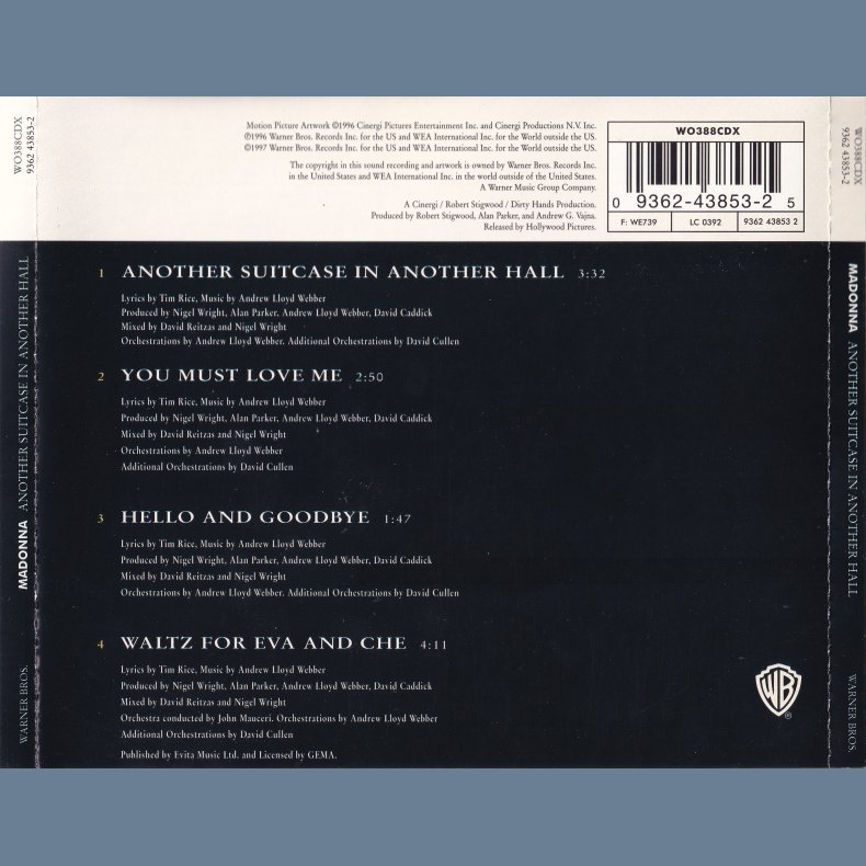 Another Suitcase In Another Hall - 1997 - UK - Warner Bros. label  4 tracks CD Ltd. Edit. Postcards