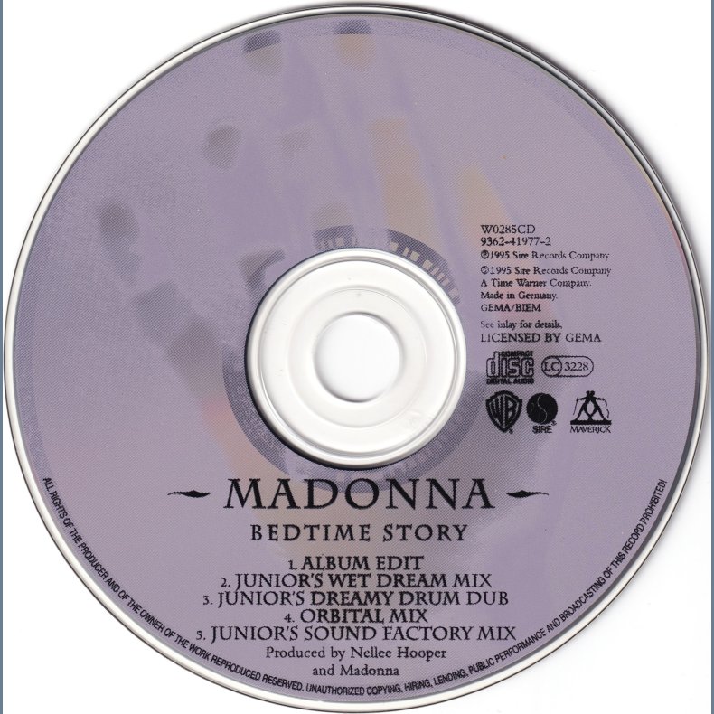 Bedtime Story - 1995 - German - Maverick/Warner Bros. label - 5 tracks Maxi CD