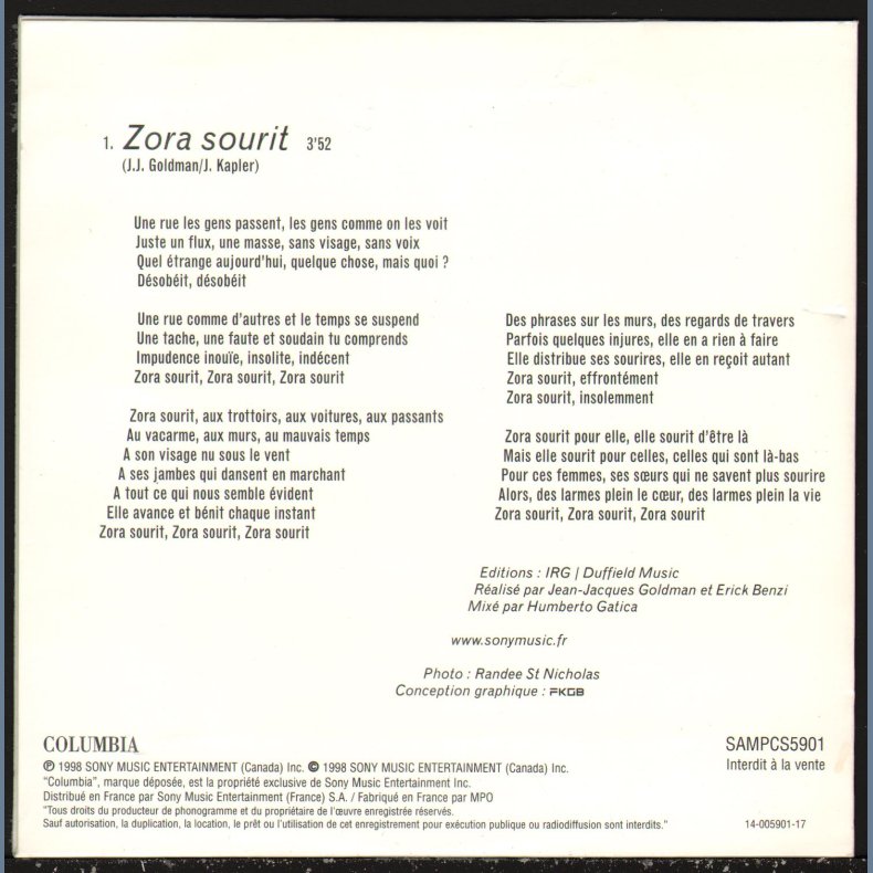 Zora Sourit - 1998 Austrian pressed 1-track promotional Issue CD