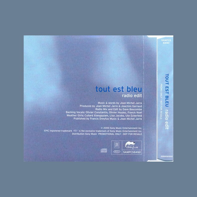 Tout Est Bleu - 2000 Austrian pressed Sony Music label 1-track Promotional Issue CD