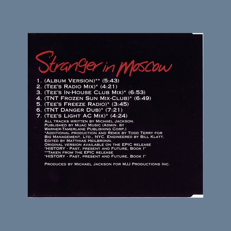 Stranger In Moscow pt. 2 - 1996 Austrian pressed 7-track CD Single
