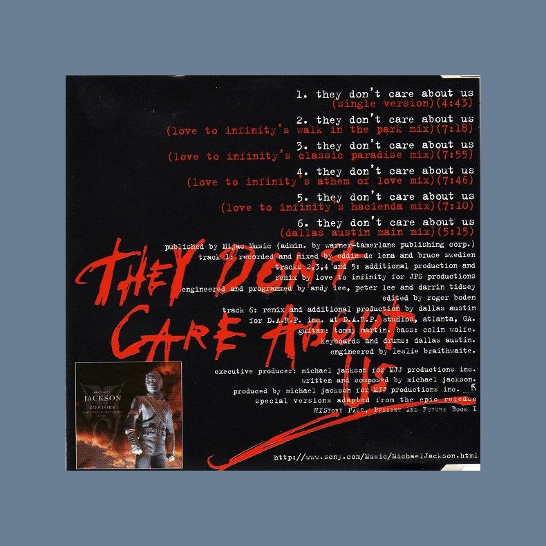 They Don&acute;t Care About Us - 1996 Austrian pressed 6-track remix CD Single