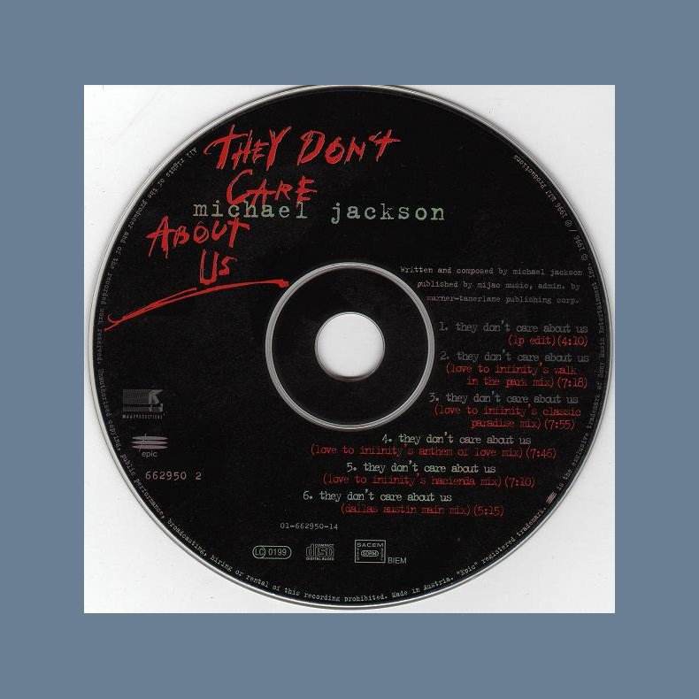 They Don&acute;t Care About Us - 1996 Austrian pressed 6-track remix CD Single