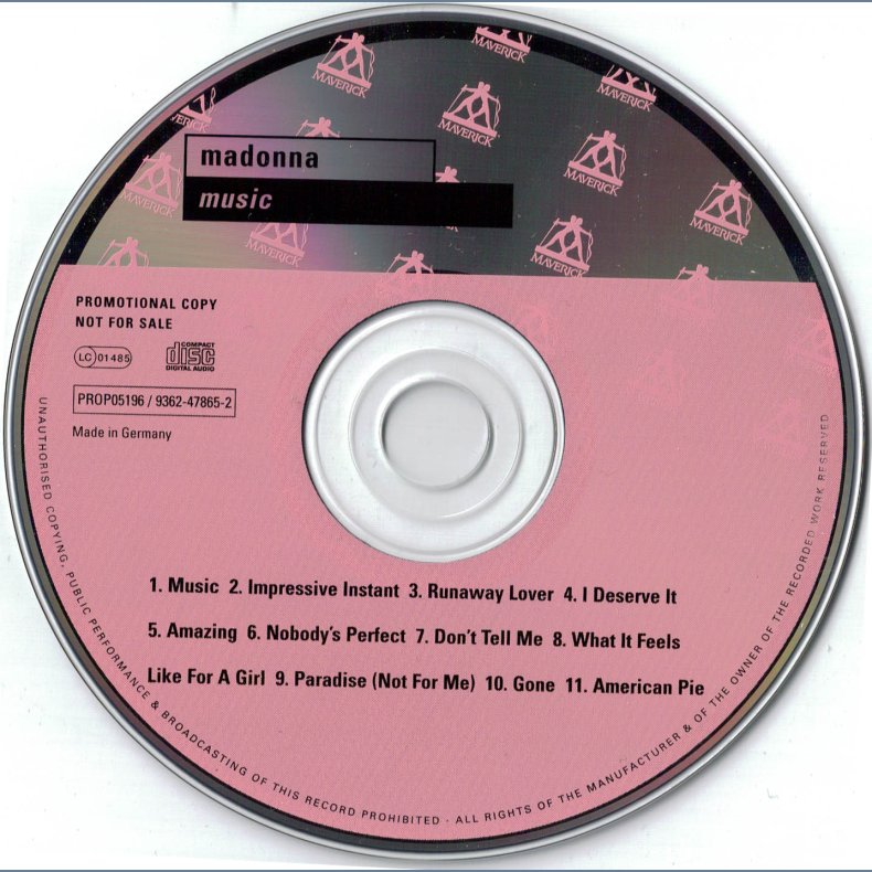 Music - 2000 German Maverick/Warner Bros. label Promo CD 11 tracks