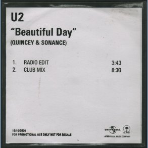 Beautiful Day - Quincey & Sonance Mix - 2000 UK Island label 2-track CD acetate