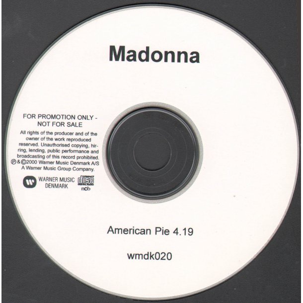 American Pie - 2000 Warner Music Denmark 1-track CD Acetate