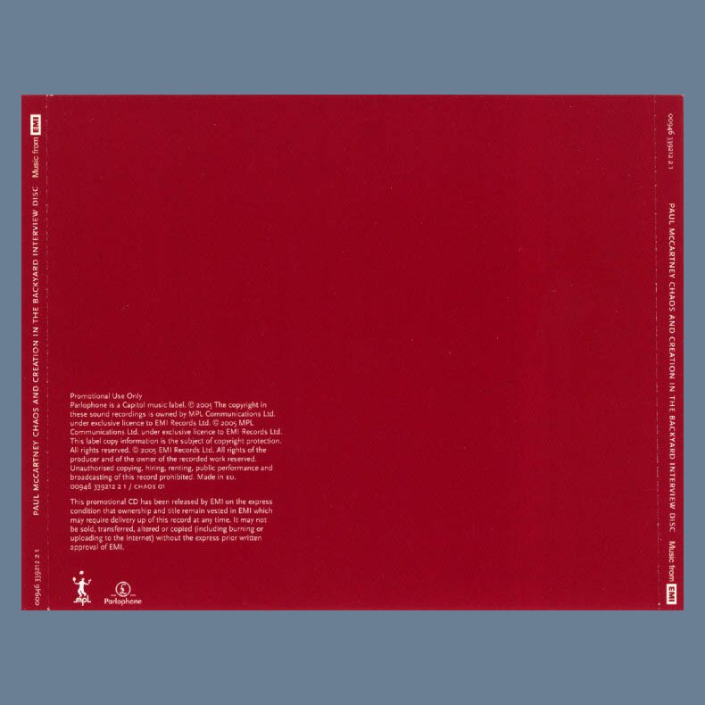 Chaos And Creation In The Backyard - Interview Disc