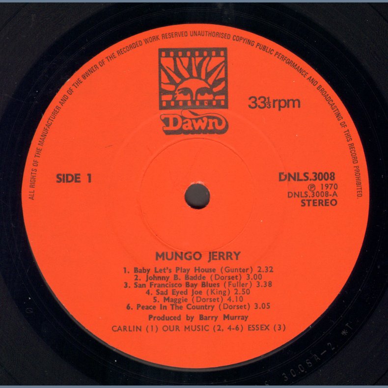 Mungo Jerry - Original UK Vinyl Issue - Orange labels - NO 3-D Glasses