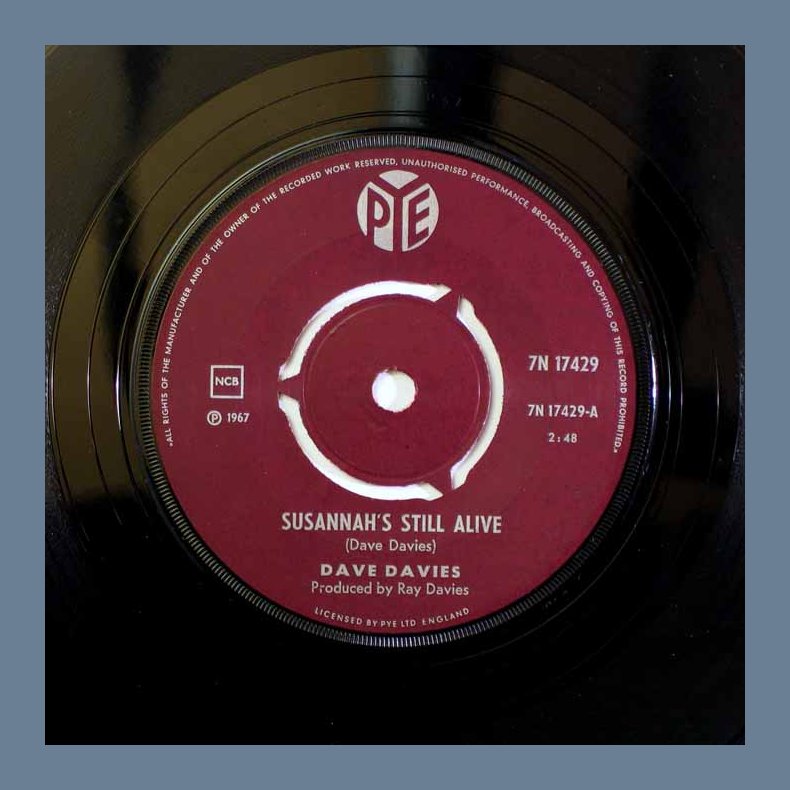 Susannah's Still Alive b/w Funny Face - 1967 Danish Pye label 2-track 7" Single