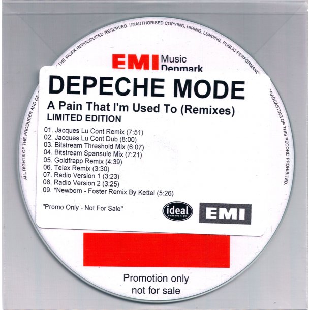 A Pain That I'm Used To (Remixes) - 2005 Danish EMI/Ideal label 9-track CD Acetate