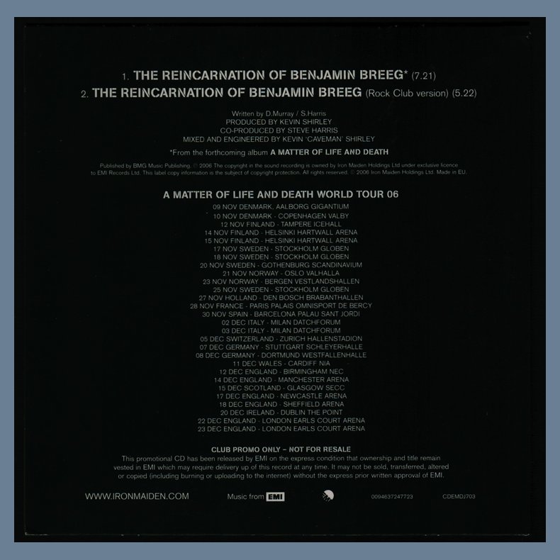 The Reincarnation Of Benjamin Breeg - 2006 UK EMI Records 2-track Club-Promo CD Single