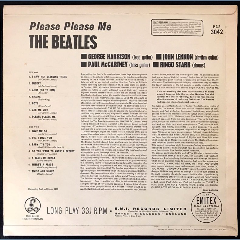 Please Please Me - 1969 UK Parlophone 14-track LP - One Box labels