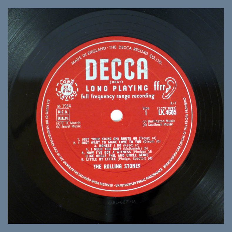 The Rolling Stones - UK mid 1960ies 2nd Issue, Red Unboxed 'ffrr ears' Labels