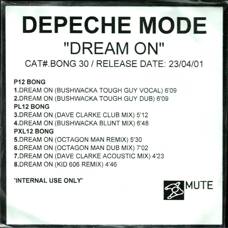 Dream On - 2001 UK Mute 8-track promotional Issue CD-R acetate 