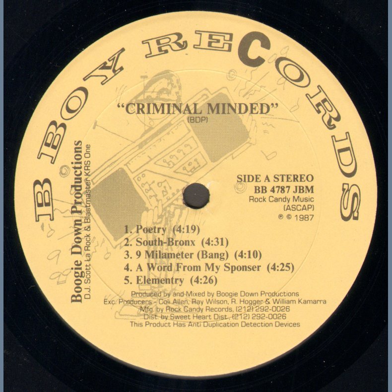 Criminal Minded - Original US Vinyl Issue