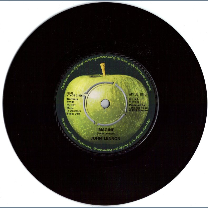 Imagine b/w It's so hard - 1971 Danish Apple label 2-track 7" Single