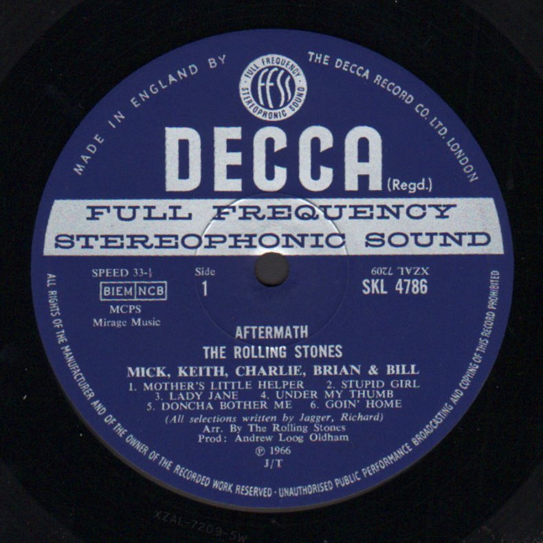 Aftermath - 1968/9 UK 14-track Stereo LP - Nongrooved and unboxed logo Labels  