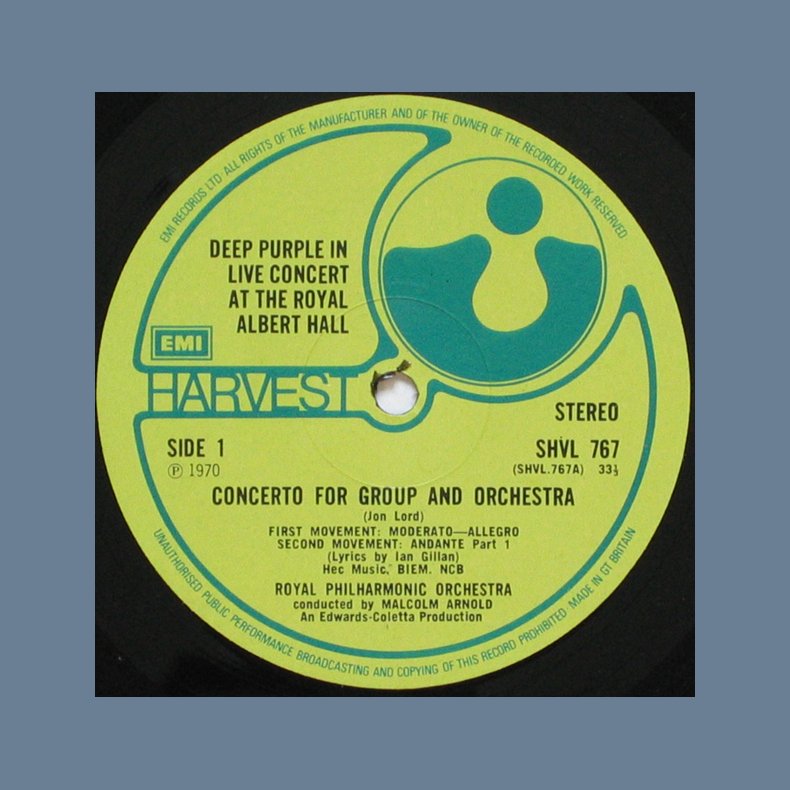 Concerto For Group &amp; Orchestra - 1971 UK 4-track 2nd Pressing LP - Boxed EMI logo labels