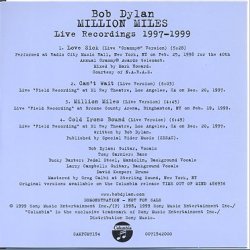 Million Miles: Live Recordings 1997-1999 - 1999 European Columbia label 4-track promotional CD