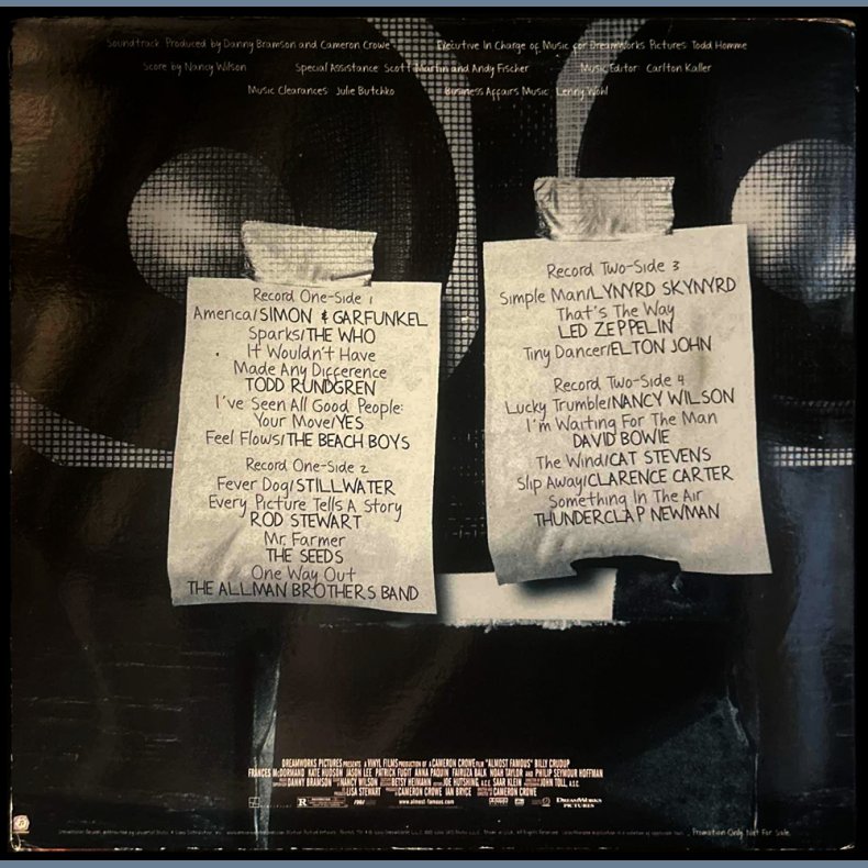 Almost Famous - Original 2000 US Dreamworks label Promotional Issue 17-tracl 2LP Issue