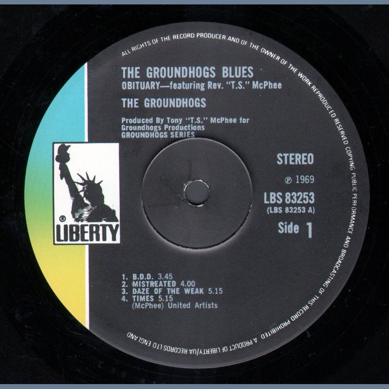 The Groundhogs Blues Obituary - UK 2nd Pressing