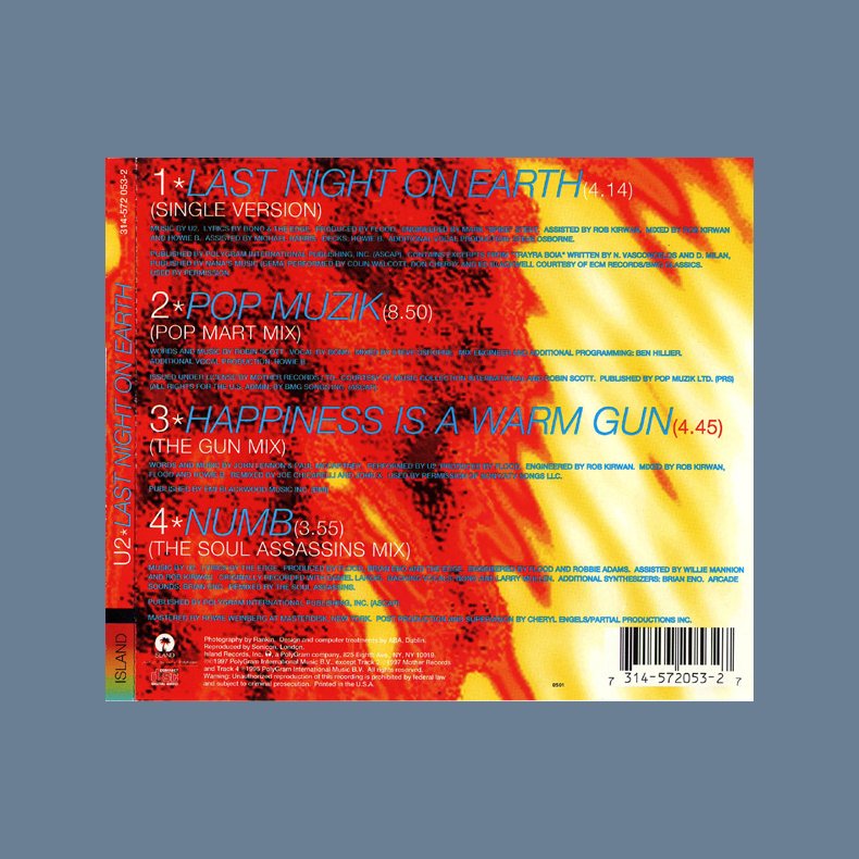 Last Night On Earth - 1997 US Island Records 4-track CD Single