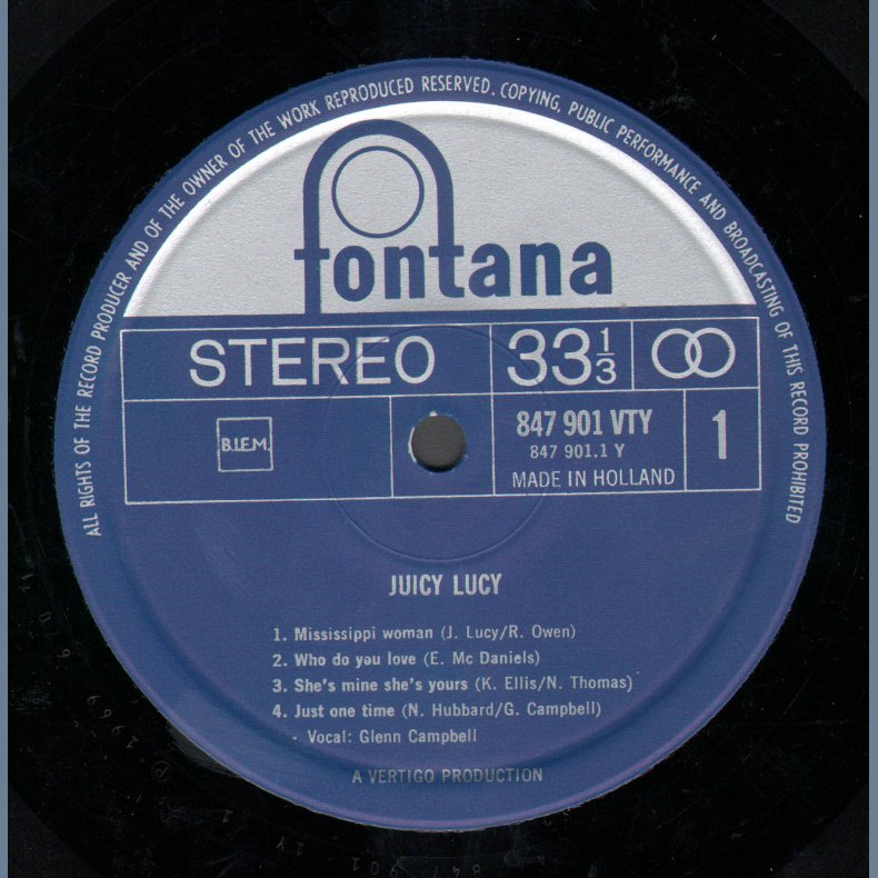 Juicy Lucy - Original 1969 Dutch Fontana label 9-track LP