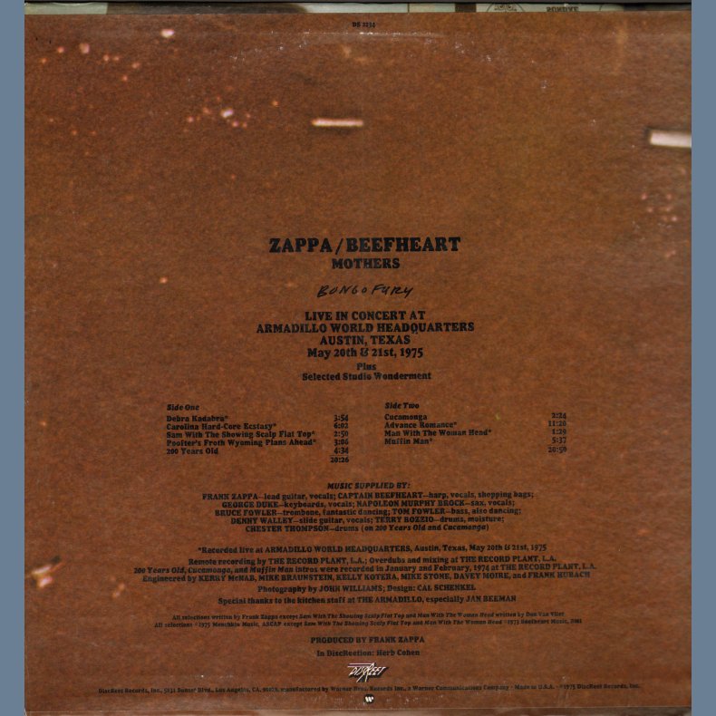 Bongo Fury - Original 1975 US Discreet label 9-track LP