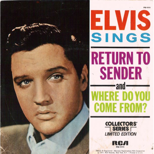 Return To Sender b/w Where Do You Come From? - Collector Series