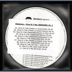 Give It 2 Me Remixes Pt. 2 - Authentic Danish Warner label 11-Track Promotional CD Acetate