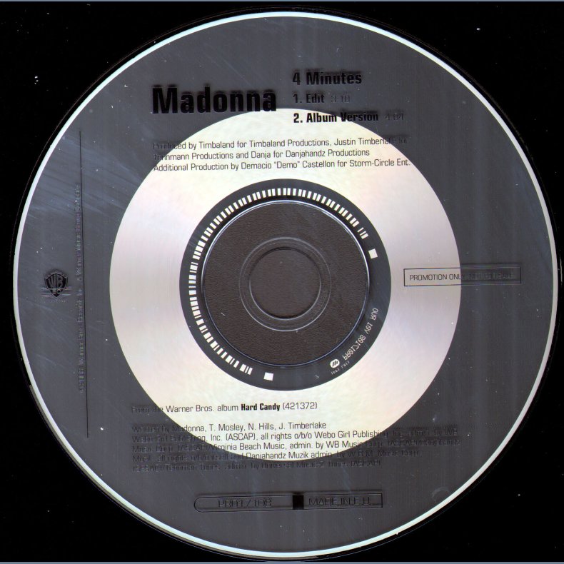 4 Minutes - 2008 European Warner Bros label 2-track promotional Issue CD
