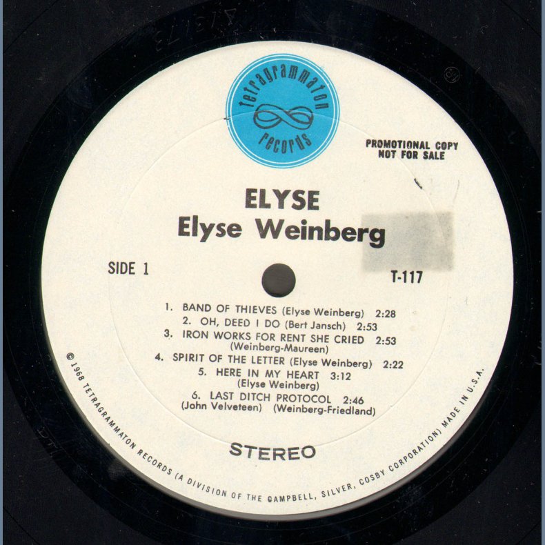Elyse - Original 1968 US White Label Promotional Issue 12-track LP