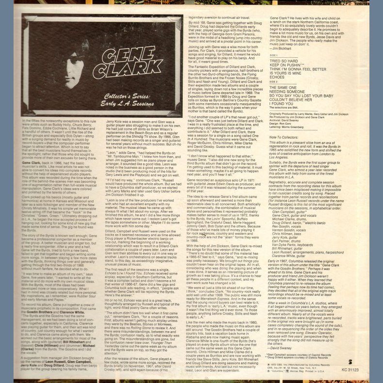 Collector's Series: Early LA Sessions - Original 1972 US Columbia label 10-track LP