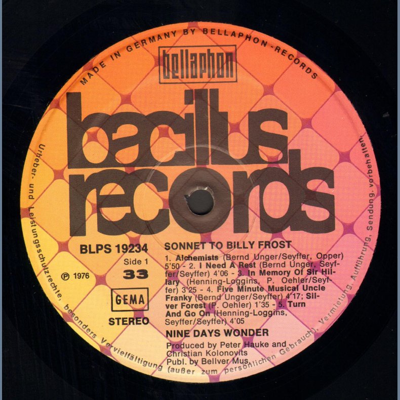 Sonnet To Billy Frost - Original German Issue