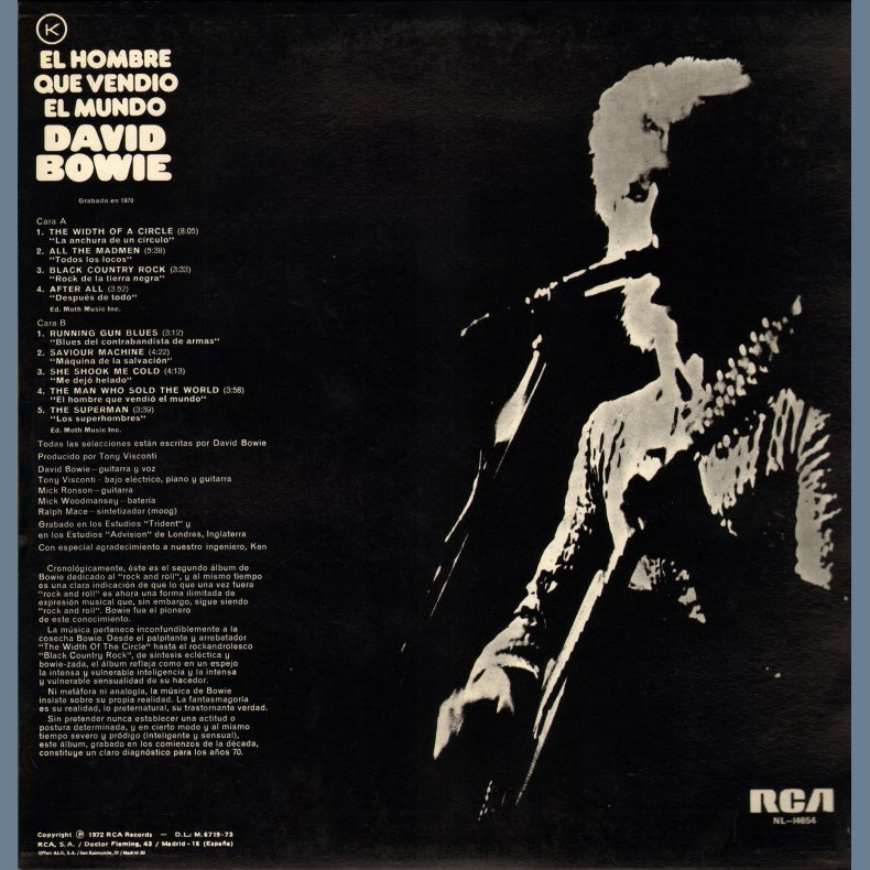 El Hombre Que Vendio El Mundo - 1983 Spanish RCA Lineatres label 11-track vinyl LP reissue