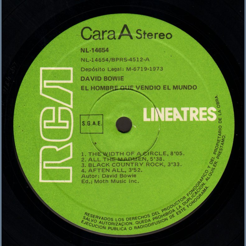 El Hombre Que Vendio El Mundo - 1983 Spanish RCA Lineatres label 11-track vinyl LP reissue