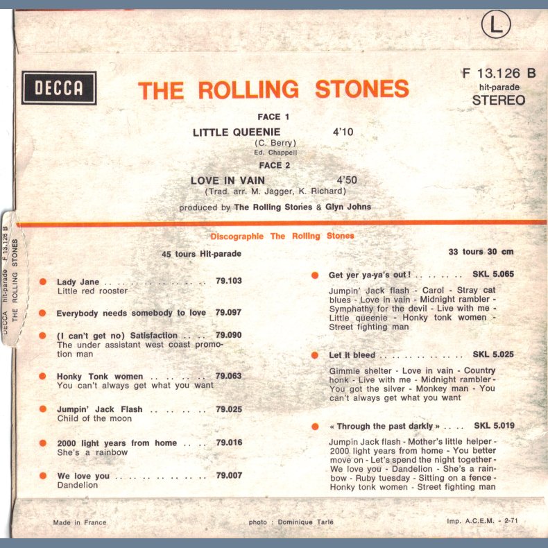 Little Queenie b/w Love In vain