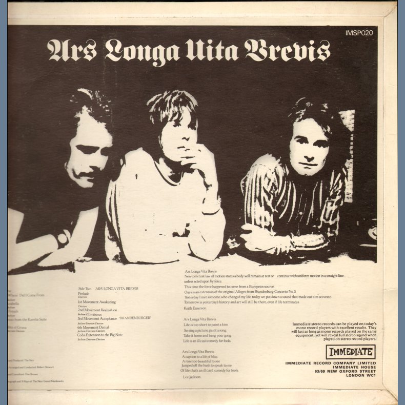 Ars Longa Vita Brevis - Original UK Pink label Issue