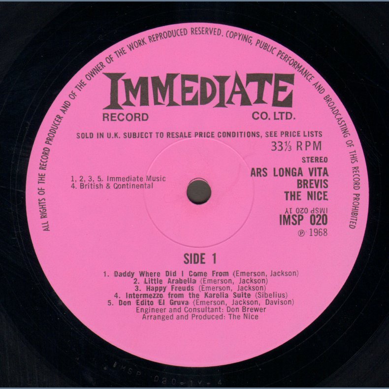 Ars Longa Vita Brevis - Original UK Pink label Issue